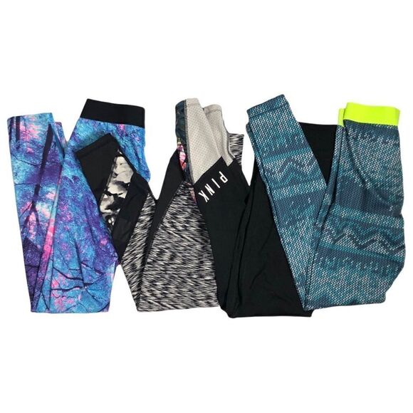 Lot of 4 Patterned Leggings: Reebok / Nike Pro / VS Pink / Calvin Klein - Picture 1 of 16
